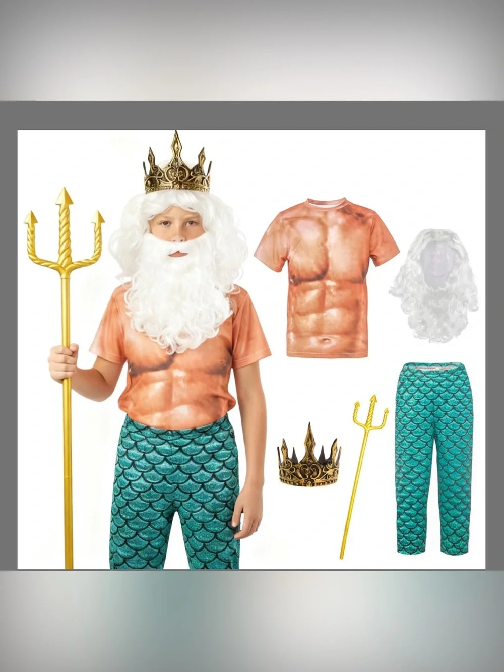 Poseidon Boys Neptune God King Of The Sea 5 Pcs Set 9-10 Years used 1x